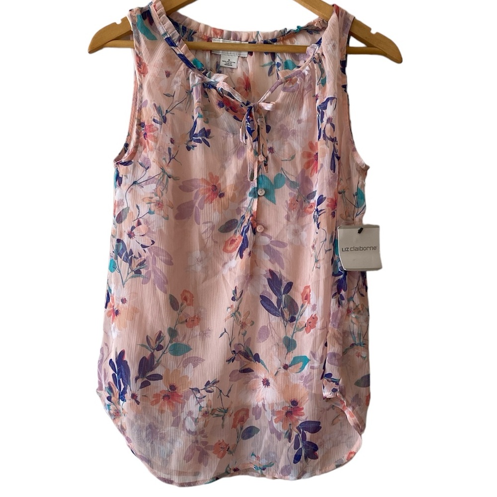 Liz Claiborne Henley Ruffle Tank S